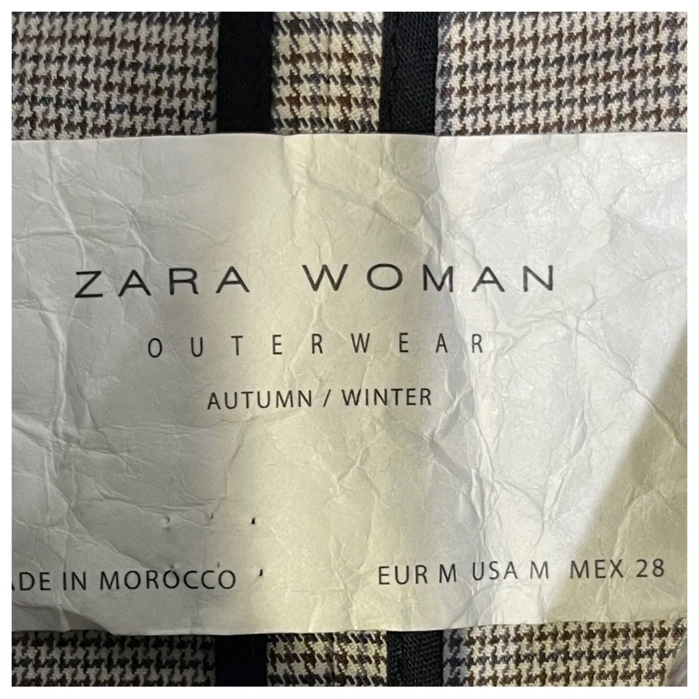 ZARA Contrast Houndstooth Trench Coat